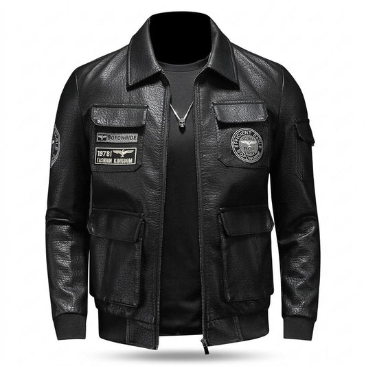 Allsaints Leather - Duror | Patched Zipped Leather Jacket Men