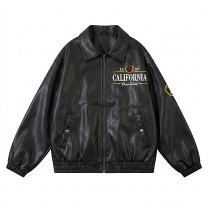Allsaints Leather - Zavar | Embroidered Oversized Leather Jacket Unisex