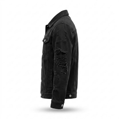 Allsaints Leather - Lasil | Distressed Button-Front Denim Jacket Unisex