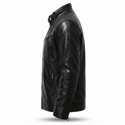 Allsaints Leather - Novas | Zip-Up Stand-Collar Leather Jacket Men