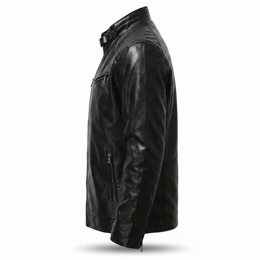 Allsaints Leather - Novas | Zip-Up Stand-Collar Leather Jacket Men