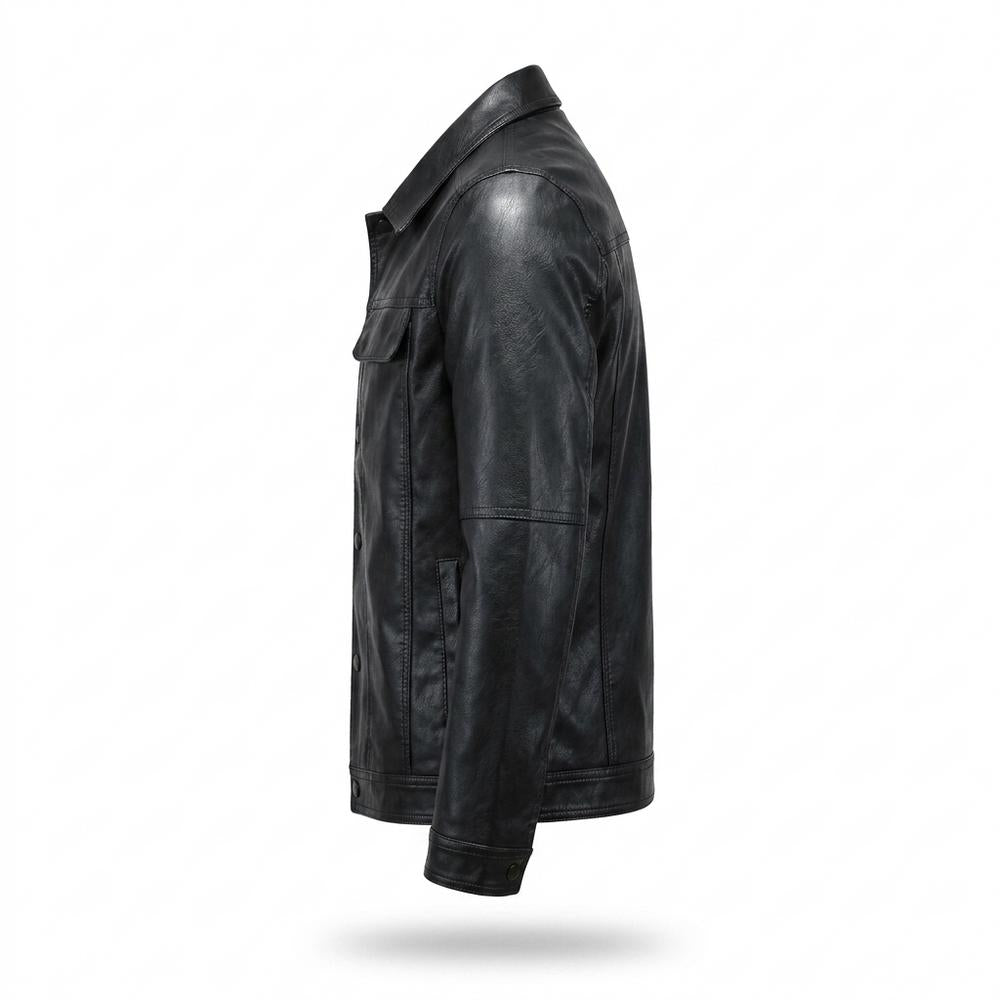 Allsaints Leather - Masil | Button-Front Collared Leather Jacket Men