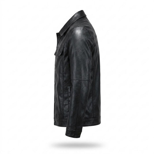 Allsaints Leather - Masil | Button-Front Collared Leather Jacket Men