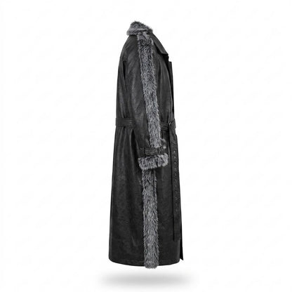 Allsaints Leather - Rimon | Fur-Trimmed Belted Coat Men