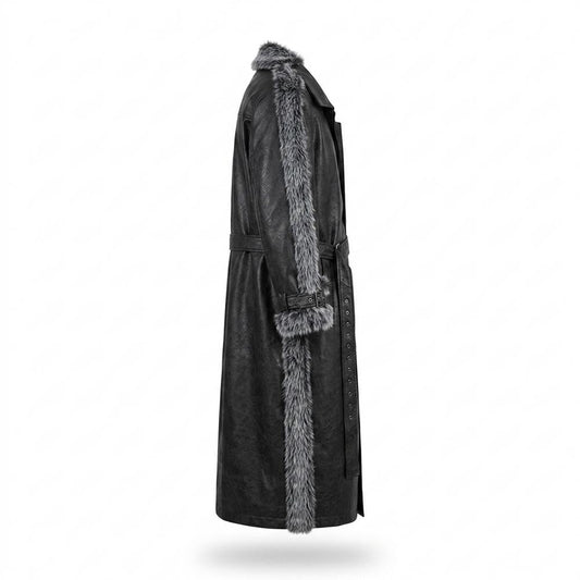 Allsaints Leather - Rimon | Fur-Trimmed Belted Coat Men