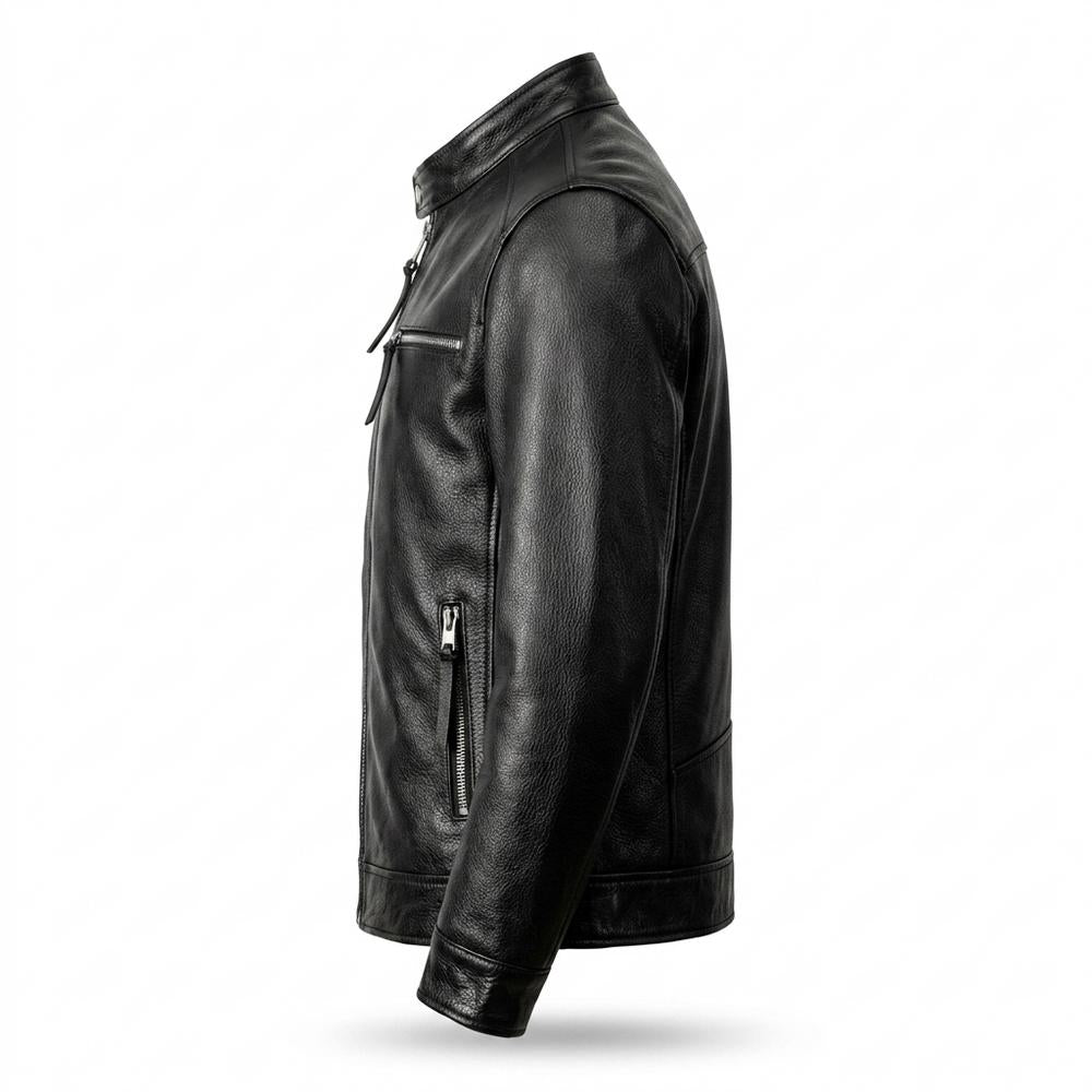 Allsaints Leather - Niral | Zippered Grained Leather Jacket Men