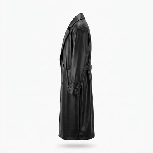 Allsaints Leather - Yenil | Double-Breasted Belted Coat Men