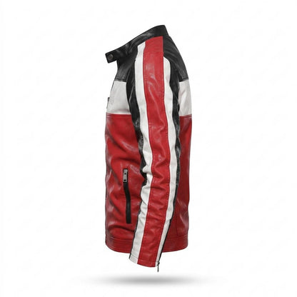 Allsaints Leather - Vusil | Color-Block Zip-Up Leather Jacket Men