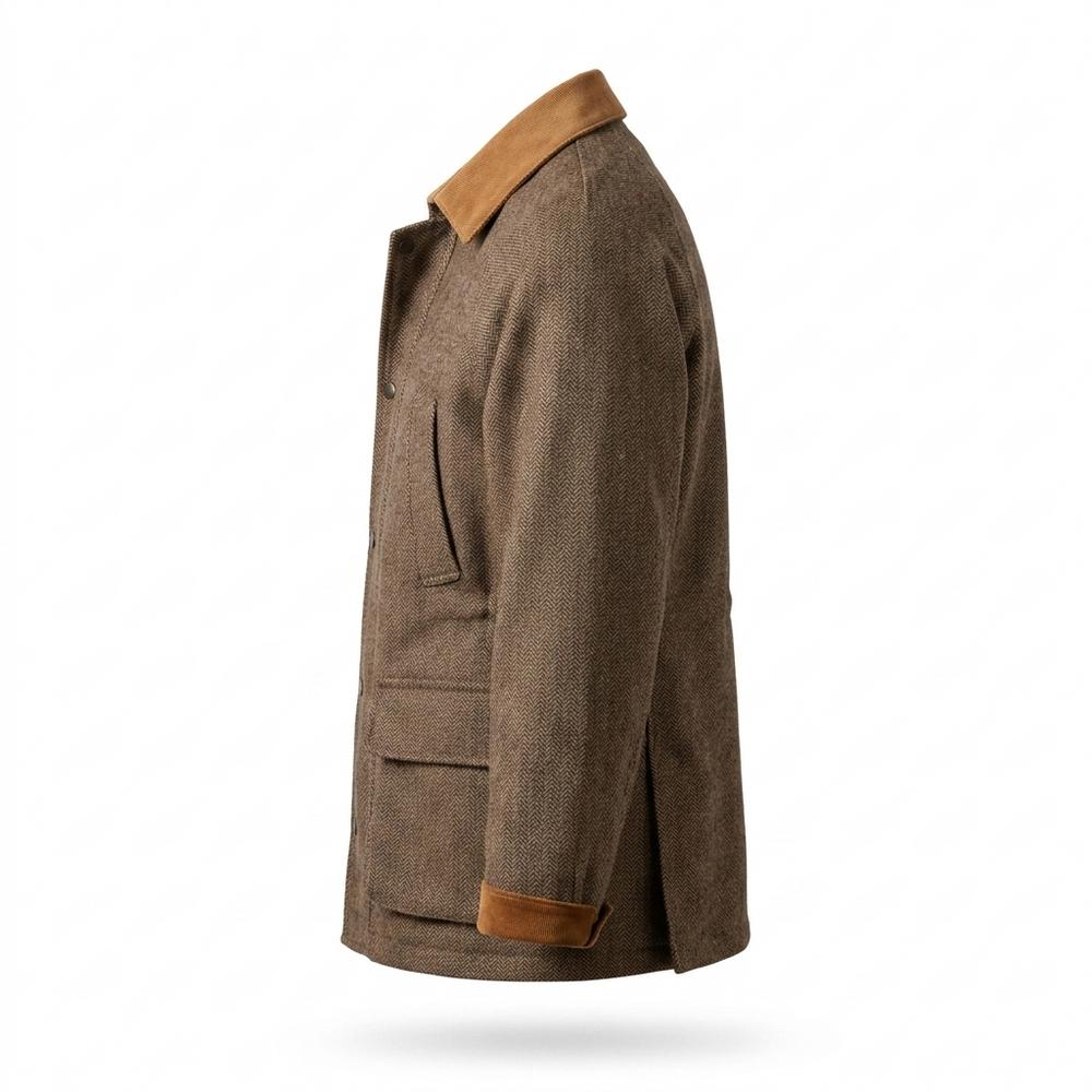 Allsaints Leather - Mivan | Herringbone Contrast-Collar Jacket Men