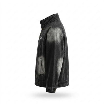 Allsaints Leather - Kadan | Washed High-Collar Denim Jacket Unisex