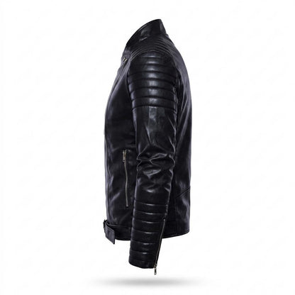 Allsaints Leather - Medur | Asymmetrical Quilted Leather Jacket Men