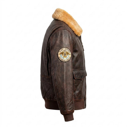Allsaints Leather - Mizan | Shearling-Collar Patched Leather Jacket Men