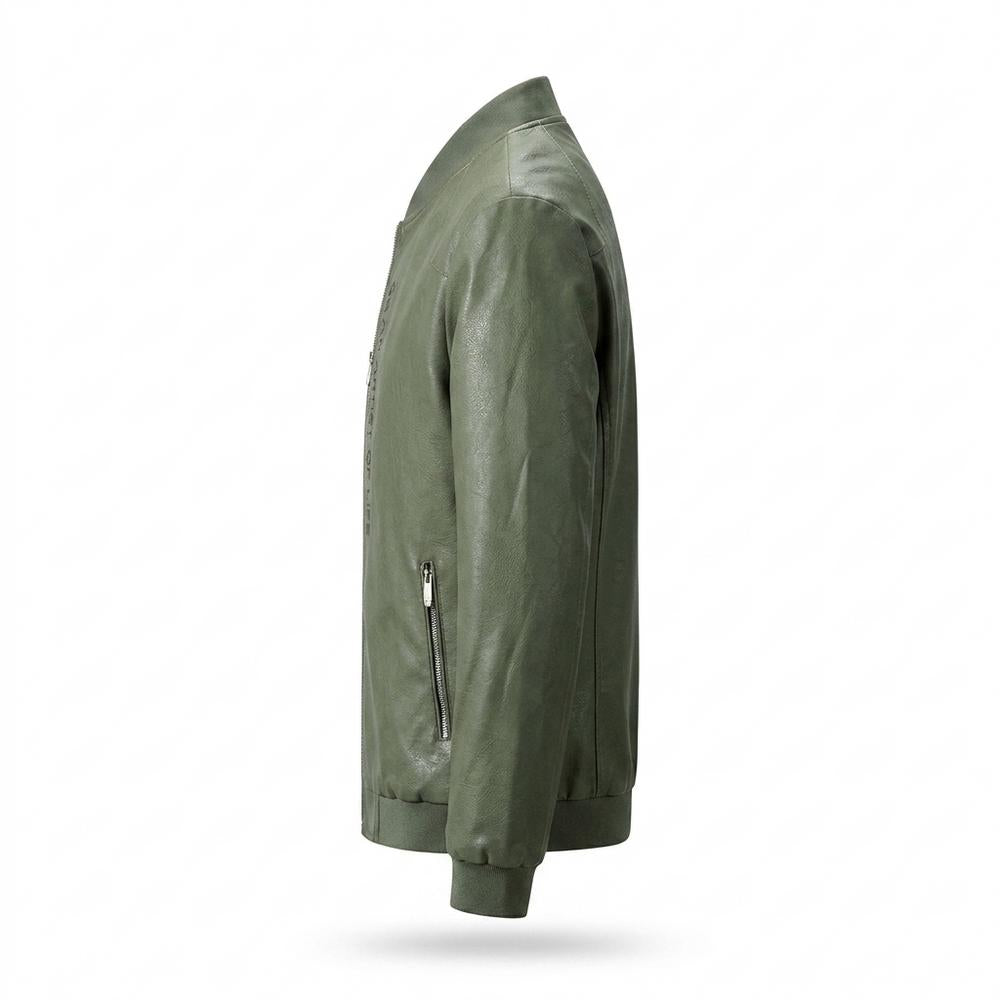 Allsaints Leather - Eigus | Zip-Up Rib-Collar Leather Jacket Men