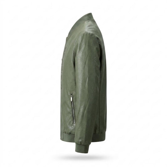 Allsaints Leather - Eigus | Zip-Up Rib-Collar Leather Jacket Men