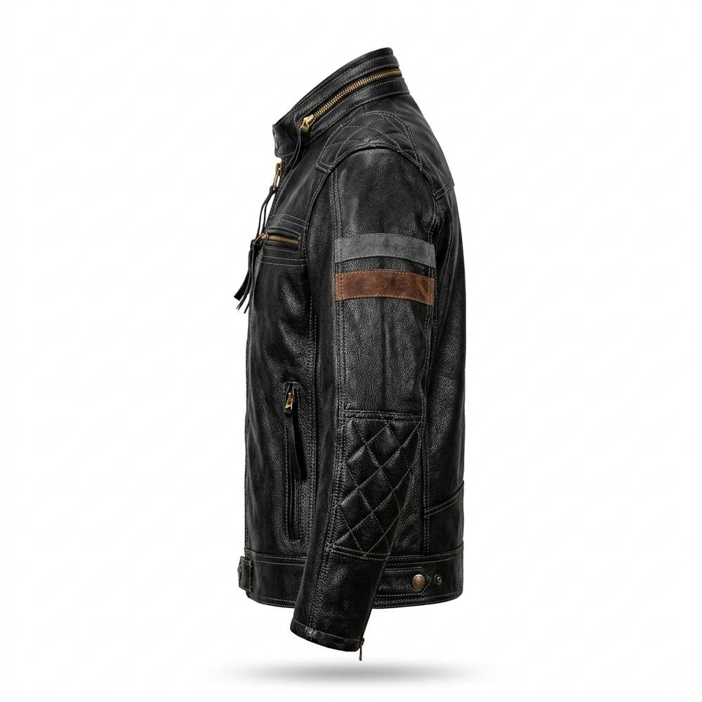 Allsaints Leather - Letal | Quilted Grained Leather Jacket Men