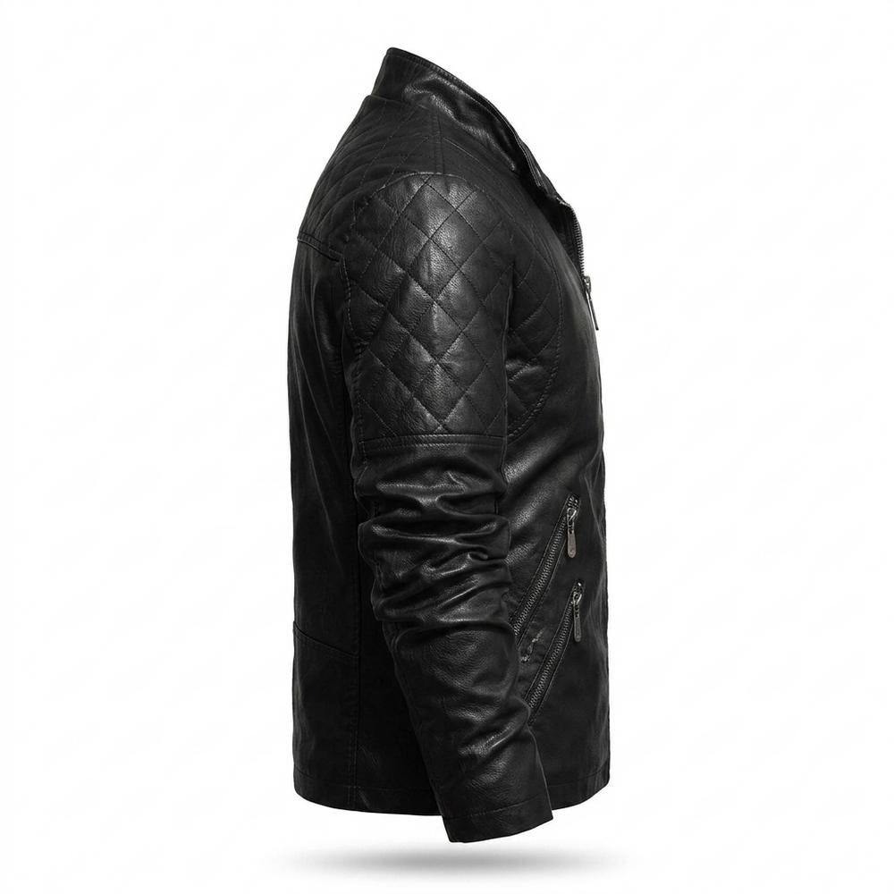 Allsaints Leather - Yiwev | Quilted Zippered Leather Jacket Men