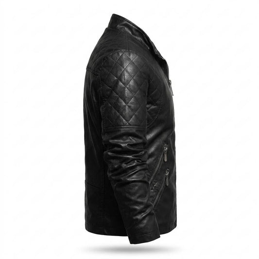 Allsaints Leather - Yiwev | Quilted Zippered Leather Jacket Men