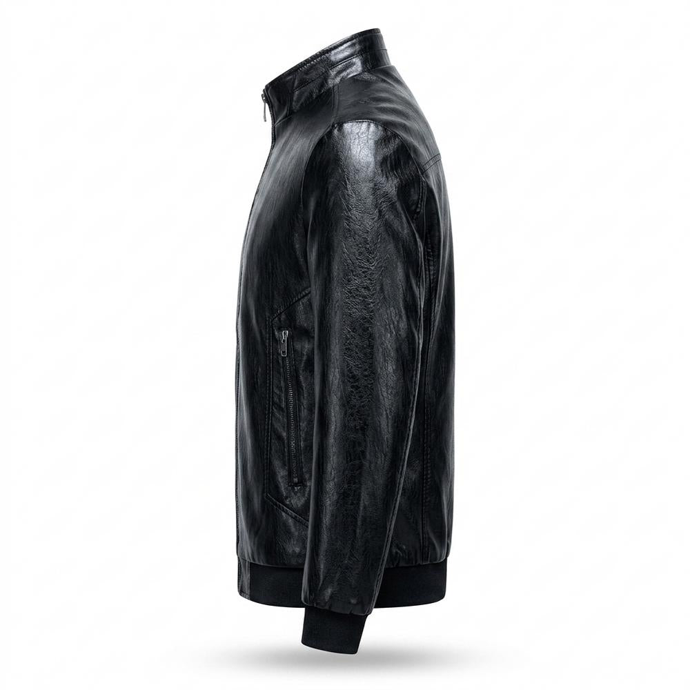 Allsaints Leather - Talom | Zippered Stand-Collar Leather Jacket Men
