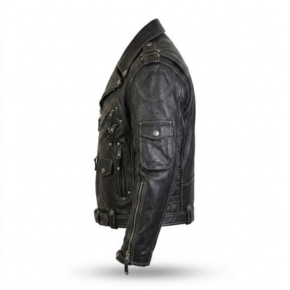 Allsaints Leather - Armor | Multipocket Contrast-Stitched Leather Jacket Men