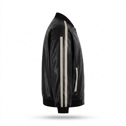 Allsaints Leather - Miran | Striped Zip-Up Jacket Unisex