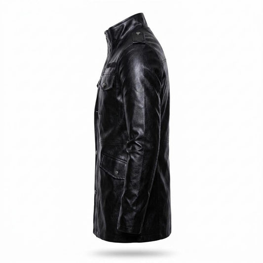 Allsaints Leather - Tunas | Multi-Pocket Stand-Collar Leather Jacket Men
