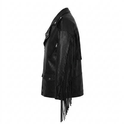 Allsaints Leather - Aukod | Fringed Asymmetrical Leather Jacket Unisex