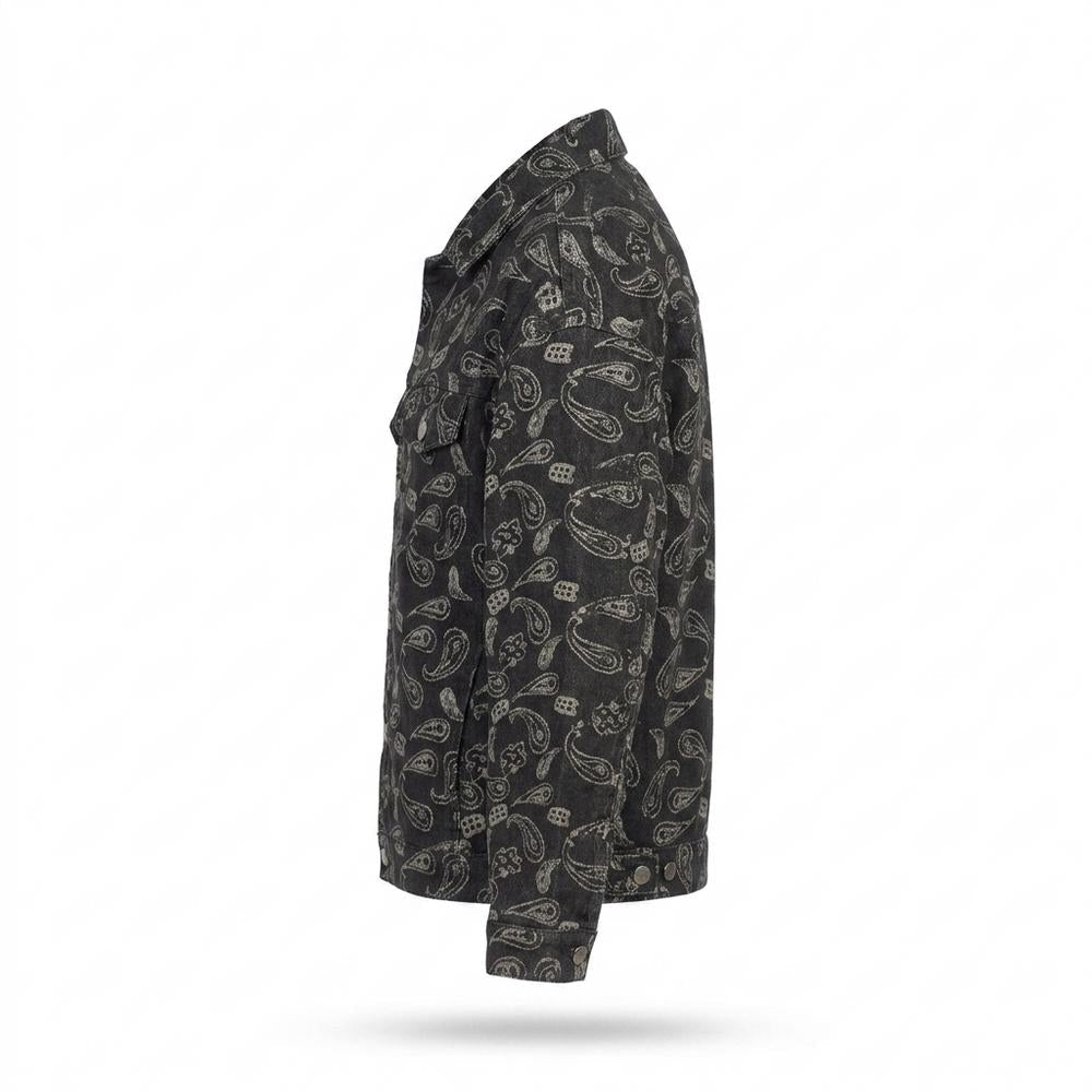 Allsaints Leather - Colev | Paisley-Patterned Button-Up Jacket Unisex