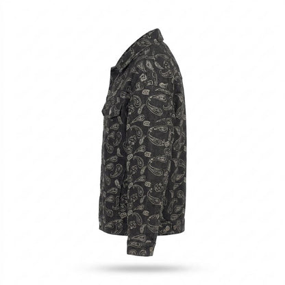 Allsaints Leather - Colev | Paisley-Patterned Button-Up Jacket Unisex