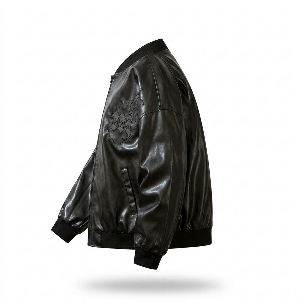 Allsaints Leather - Ligit | Embroidered Faux Leather Jacket Unisex