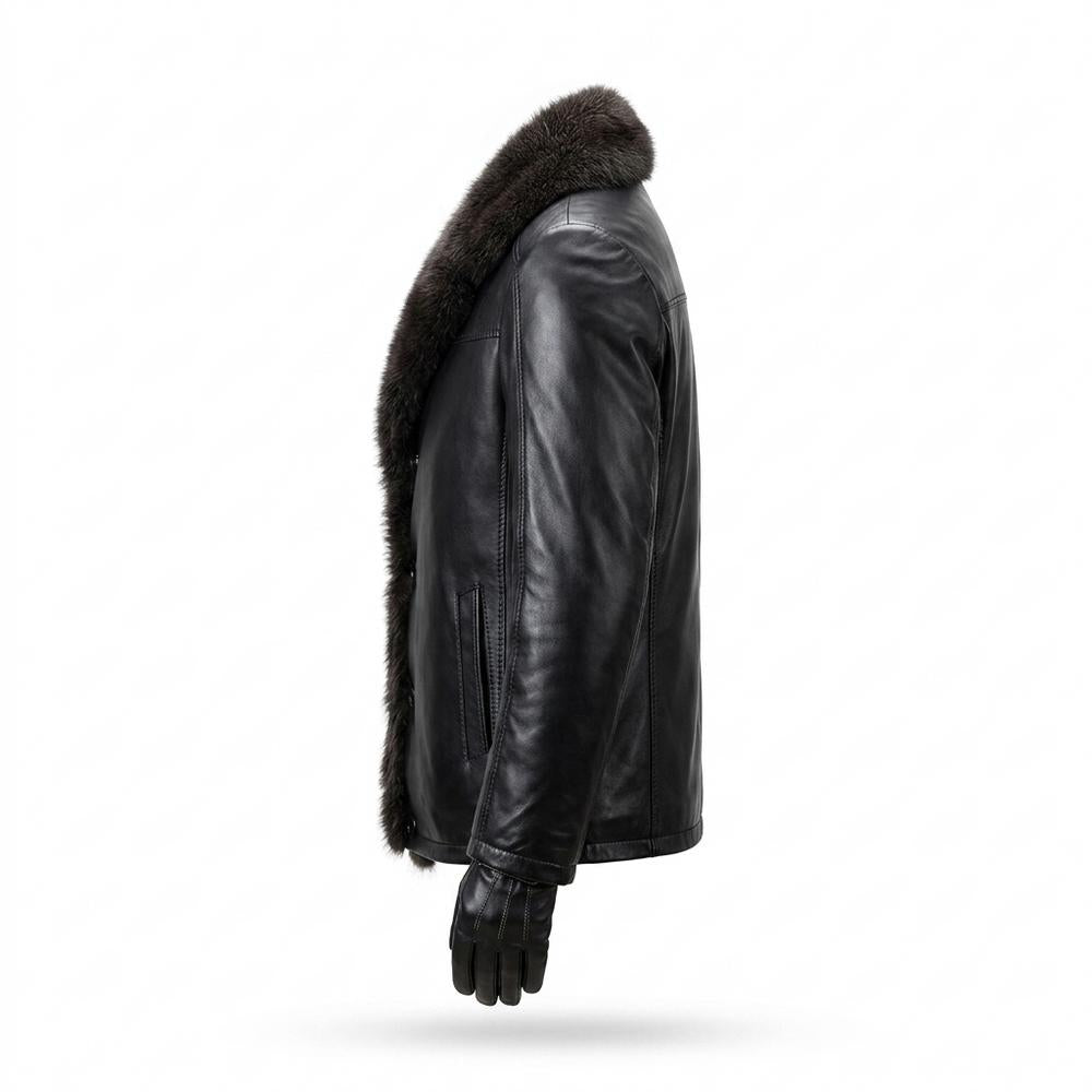 Allsaints Leather - Kaken | Fur-Trimmed Button-Front Leather Jacket Men