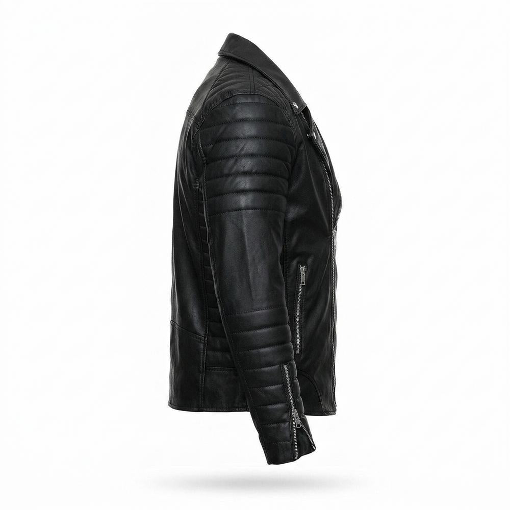 Allsaints Leather - Miguk | Quilted Asymmetrical Leather Jacket Men