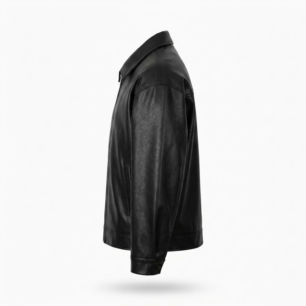 Allsaints Leather - Notir | Zip-Up Collared Leather Jacket Men