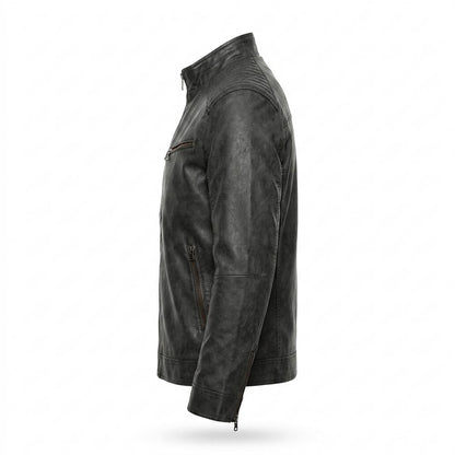 Allsaints Leather - Allev | Quilted Zippered Leather Jacket Men