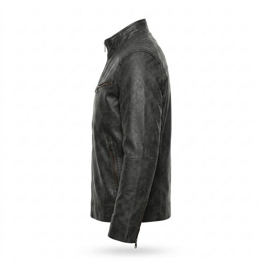 Allsaints Leather - Allev | Quilted Zippered Leather Jacket Men