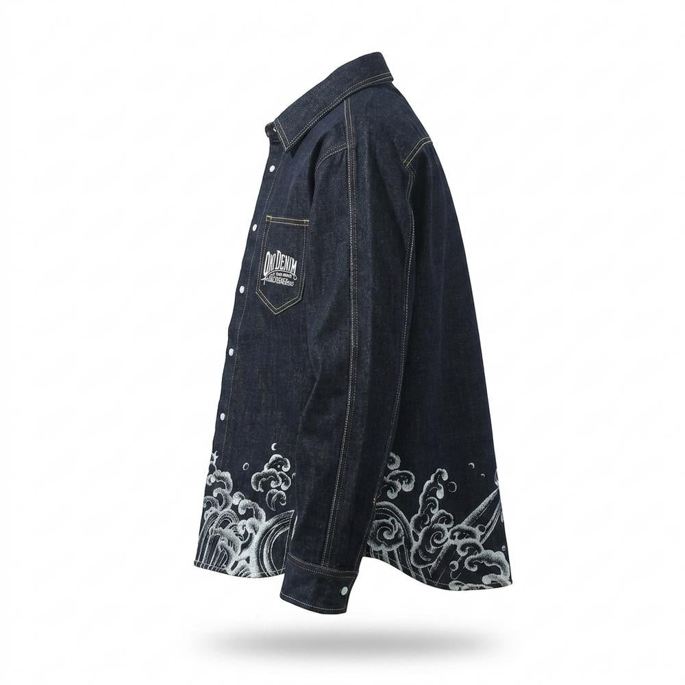 Allsaints Leather - Keven | Embroidered Denim Shirt Men