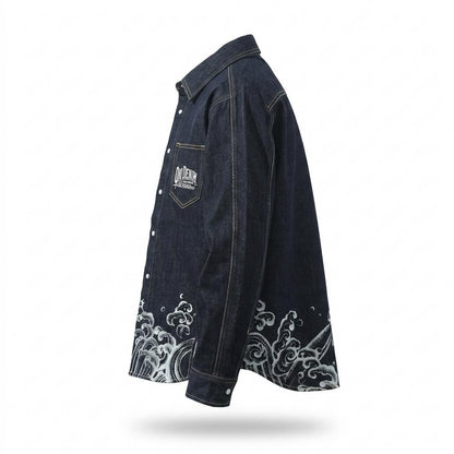 Allsaints Leather - Keven | Embroidered Denim Shirt Men