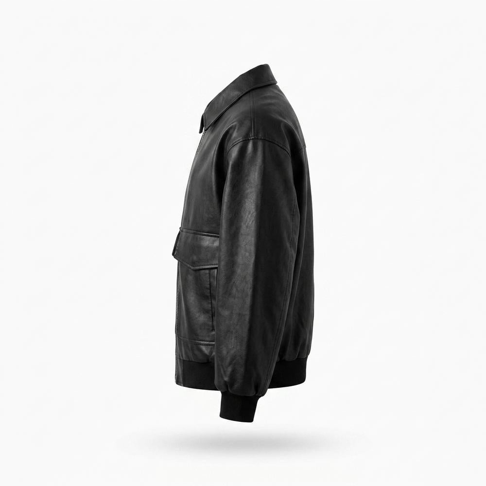 Allsaints Leather - Nepos | Loose-Fit Zip-Up Leather Jacket Men