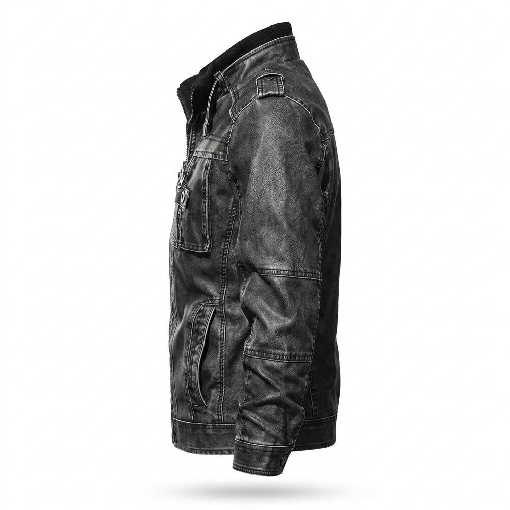 Allsaints Leather - Varel | Zip-Up Stand-Collar Leather Jacket Men