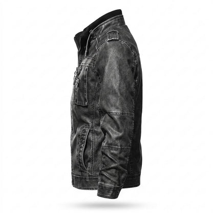 Allsaints Leather - Varel | Zip-Up Stand-Collar Leather Jacket Men
