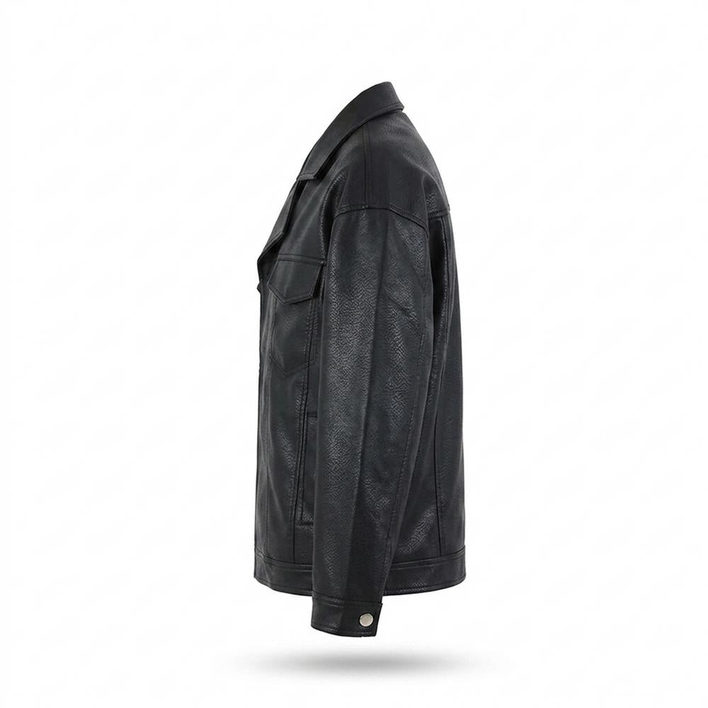 Allsaints Leather - Riren | Grained Boxy Leather Jacket Unisex