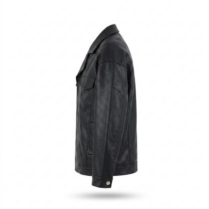 Allsaints Leather - Riren | Grained Boxy Leather Jacket Unisex