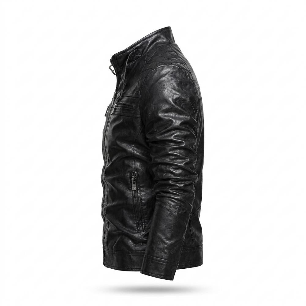 Allsaints Leather - Vetir | Quilted Zippered Leather Jacket Men