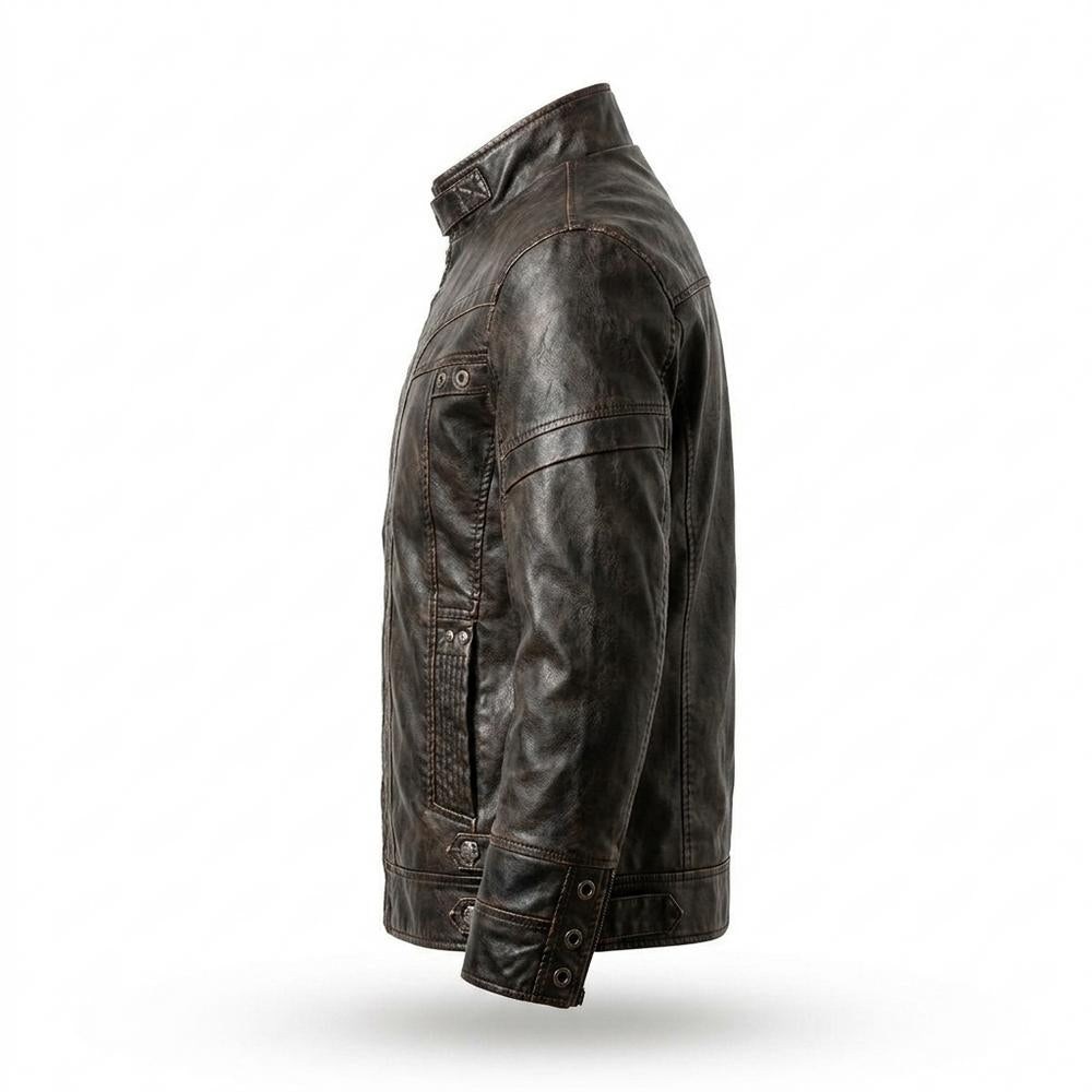 Allsaints Leather - Dabol | Washed Stand-Collar Leather Jacket Men
