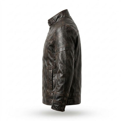 Allsaints Leather - Dabol | Washed Stand-Collar Leather Jacket Men