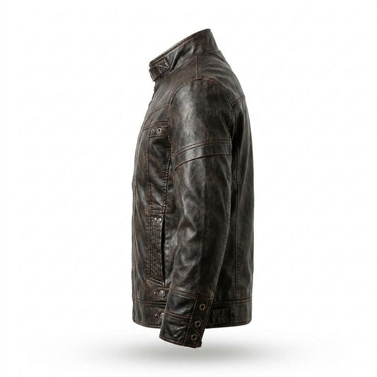 Allsaints Leather - Dabol | Washed Stand-Collar Leather Jacket Men
