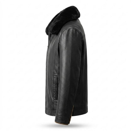 Allsaints Leather - Viken | Fleece-Lined Fur-Collar Leather Jacket Men