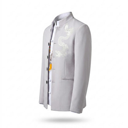 Allsaints Leather - Cavin | Embroidered Stand-Up Collar Suit Men