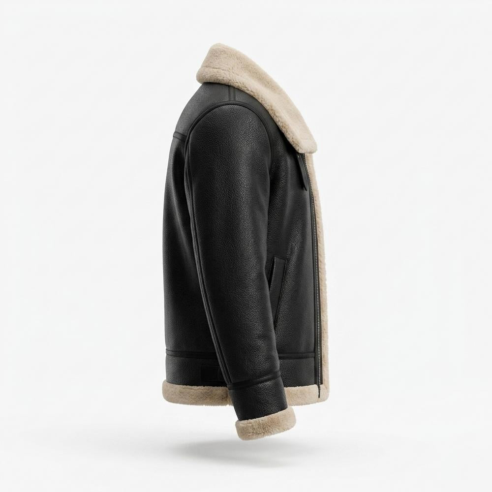 Allsaints Leather - Rupet | Shearling-Lined Grained Leather Jacket Men