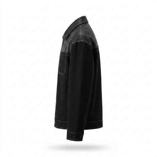 Allsaints Leather - Munim | Leather-Paneled Contrast-Stitched Jacket Men