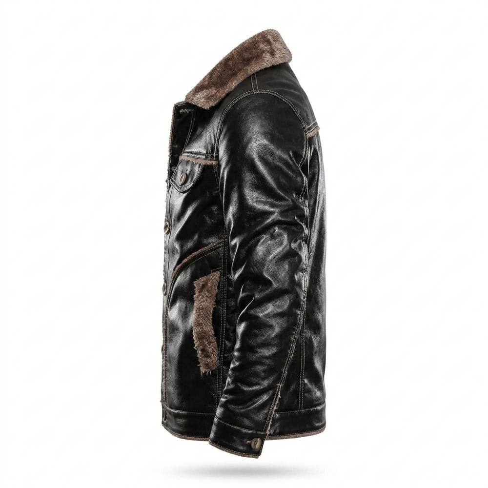 Allsaints Leather - Nilin | Sherpa-Lined Button-Front Leather Jacket Men